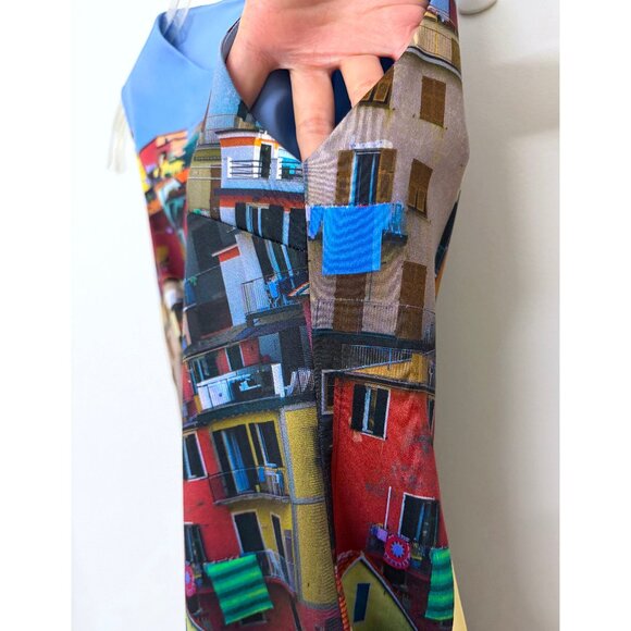 Alice + Olivia Clyde Shift Mini Dress Italian Landscape Rainbow Buildings 8 - Picture 12 of 15